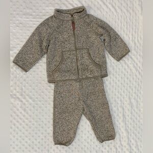 H&M Heathered Taupe Zip-Up Jogger Set